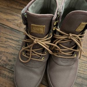 Blush pink/taupe colored Keds boots